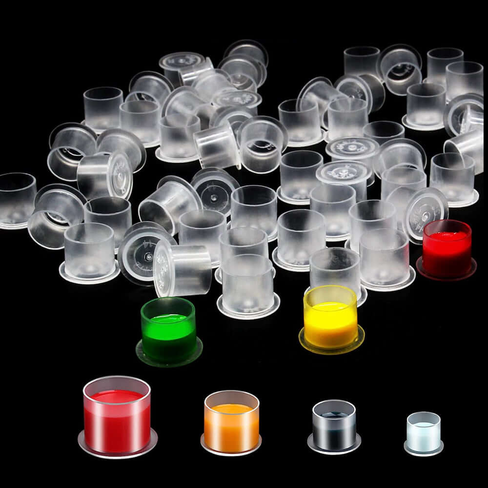 100PCS Plastic Clear Tattoo Ink Caps