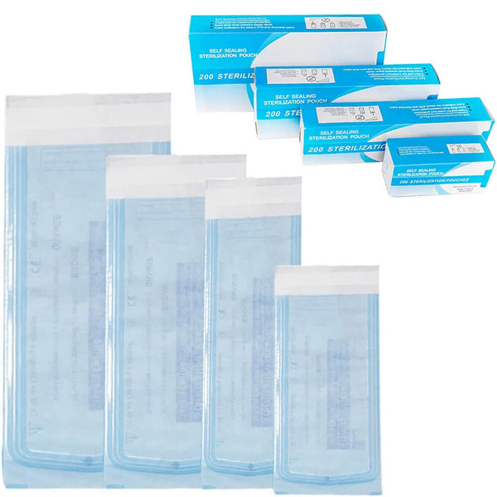 200pcs Self-sealing Sterilization Pouches 7 Sizes Self-adhesive Bags