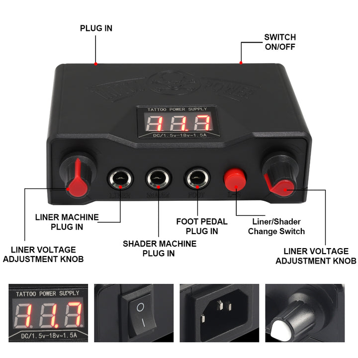 YUELONG Lcd Dual Tattoo Power Supply for Tattoo Liner & Shader