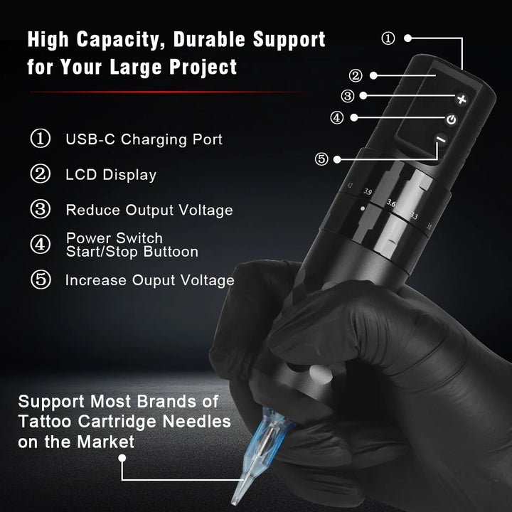 Adjustable Stroke Wireless Tattoo Pen Machine