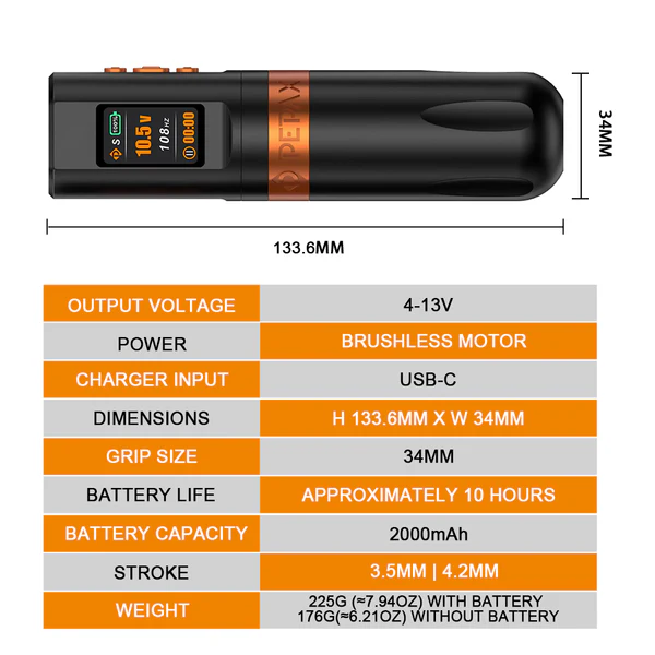 PEPAX LEVE H2 WIRELESS TATTOO PEN MACHINE(4.2MM)