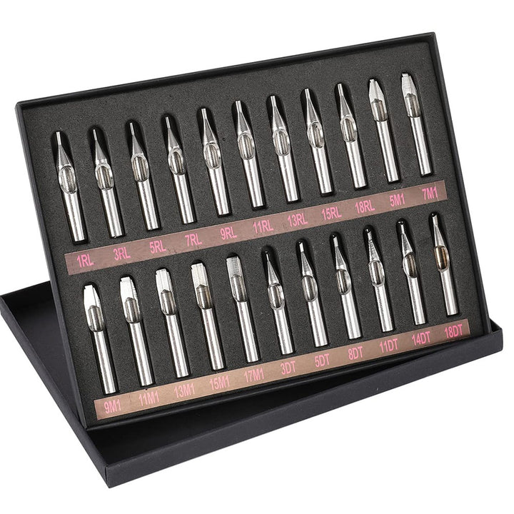 22/11PCS Mix Size Tattoo Stainless Steel Tip Set Kit Round/Flat/Diamond